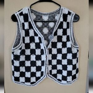 Black and White Crochet Vest
